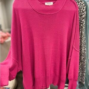 Zenana Vibrant Pink Crew Neck Sweater